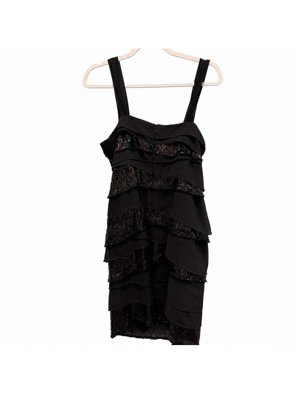Patra Women's Black Sequin Tiered Cocktail Dress Size 12